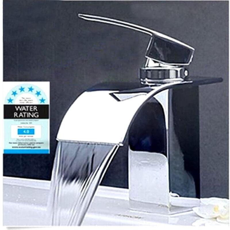 foto del prodotto fortuneville rubinetto per lavabo a cascata rubinetto per lavabo in acciaio inossidabile cromato per bagno con 2 tubi