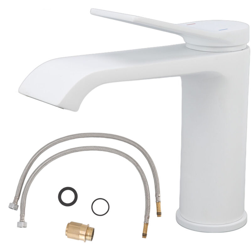 foto del prodotto fortuneville rubinetto per lavabo con filettatura g1 2, rubinetto per acqua calda e fredda, bianco, a prova di perdite, resistente alla corrosione,