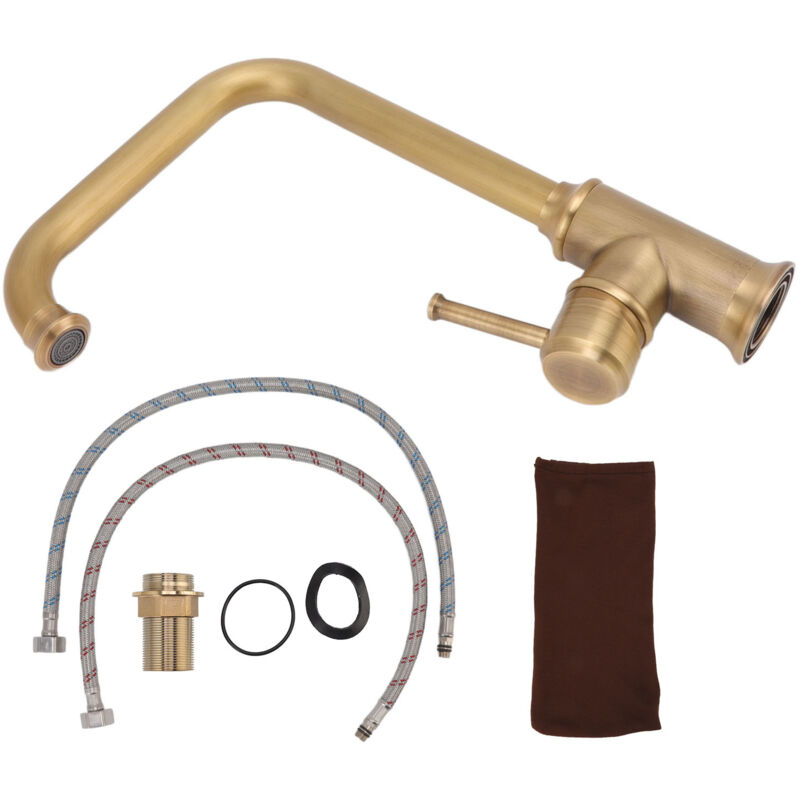 foto del prodotto fortuneville rubinetto per lavabo da bagno vintage, elegante e robusto, miscelatore per acqua calda e fredda, per lavabo da bagno, cucina