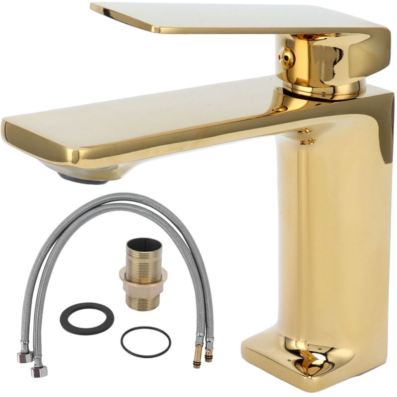 foto del prodotto fortuneville rubinetto per lavabo dorato rubinetto per acqua calda e fredda per bagno monoforo per lavabo domestico g9 16