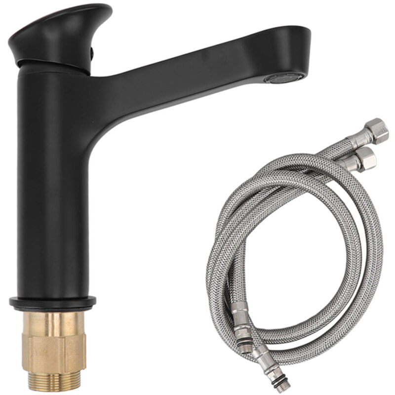 foto del prodotto fortuneville rubinetto per lavabo in rame rubinetto miscelatore per lavabo moderno antiruggine acqua calda e fredda per cucina bagno nero.