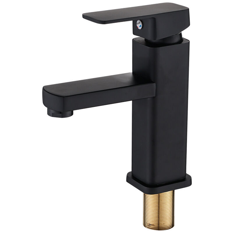 foto del prodotto fortuneville rubinetto per lavabo monopezzo nero opaco a basso profilo, rubinetto per lavabo monocomando per bagno e toilette, rubinetto per