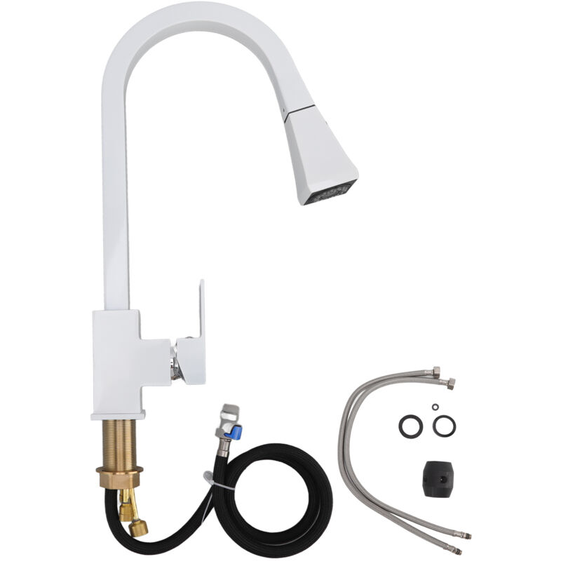 foto del prodotto fortuneville rubinetto per lavello da cucina 2 in 1 rubinetto per acqua calda e fredda in ottone in acciaio inossidabile a forma di arco universale
