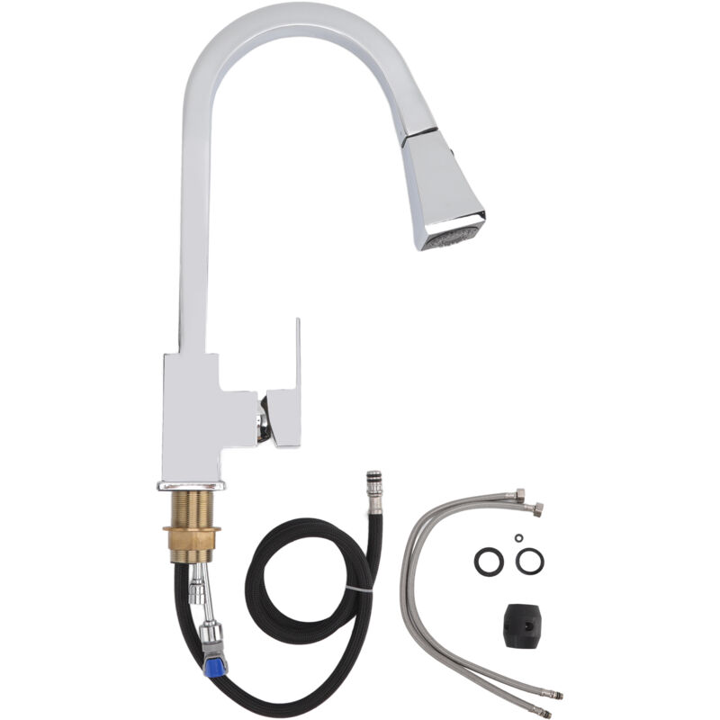 foto del prodotto fortuneville rubinetto per lavello da cucina 2 in 1 rubinetto per lavello in acciaio inossidabile ottone acqua calda fredda forma ad arco