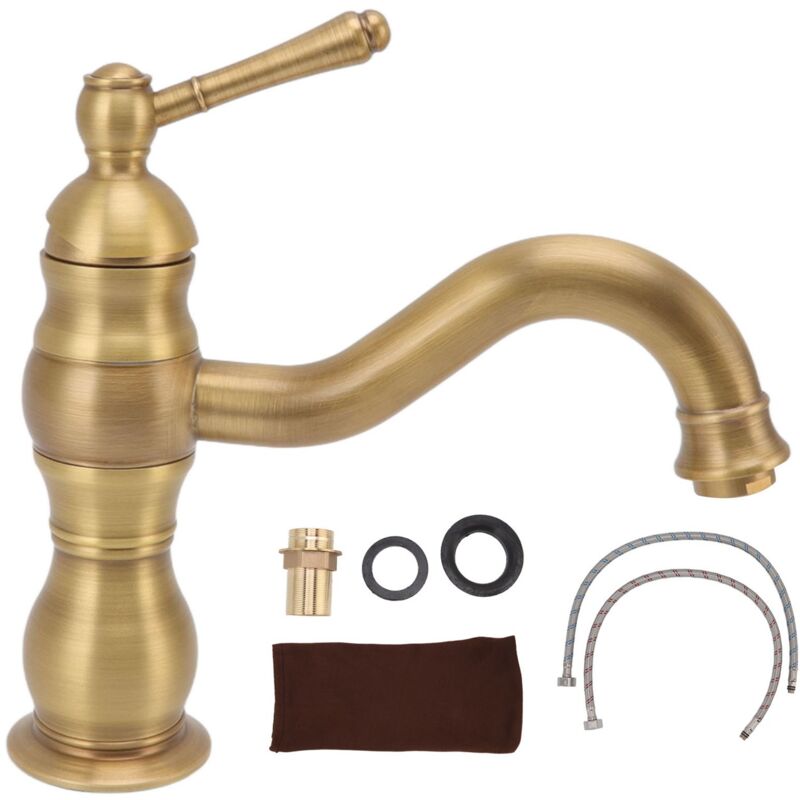 foto del prodotto fortuneville rubinetto per lavello in rame industriale retr , miscelatore per acqua calda fredda, maniglia singola, per bagno, cucina, hotel