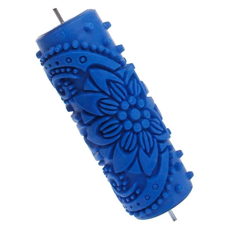 foto del prodotto fortuneville rullo di vernice con motivo decorativo rullo di texture fiore blu rullo di fiori rullo di pittura fai da te decorazione da parete