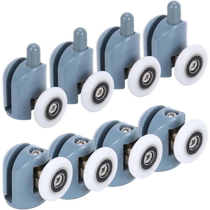 foto del prodotto fortuneville rullo per porta doccia, puleggia per porta doccia da 8 pezzi, due superiori e due inferiori, rullo singolo per porta doccia, diametro