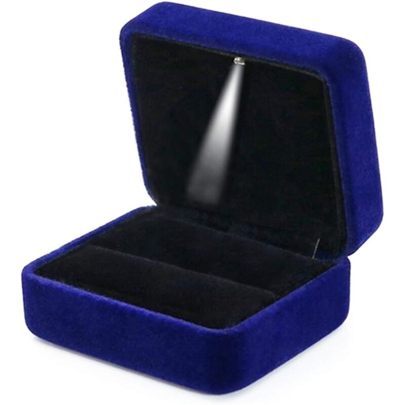 foto del prodotto fortuneville scatola per anelli in velluto con luce led ring box per proposte, fidanzamento, matrimonio