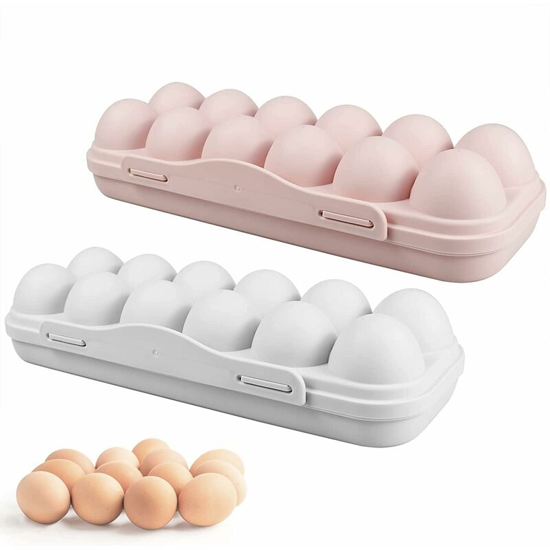 foto del prodotto fortuneville scatola per uova, contenitore per uova in plastica a 12 griglie con coperchio, portauovo per frigorifero, 2 contenitori per uova 12