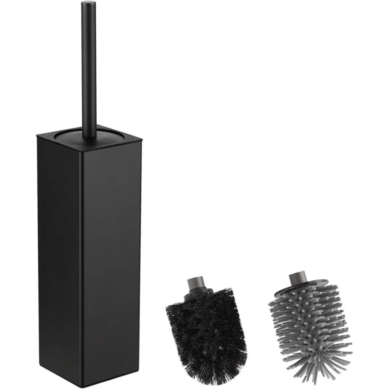 foto del prodotto fortuneville scopino e supporto per wc, supporto per scopino in silicone 2 testine, scopino quadrato in alluminio per la pulizia del bagno, scopino