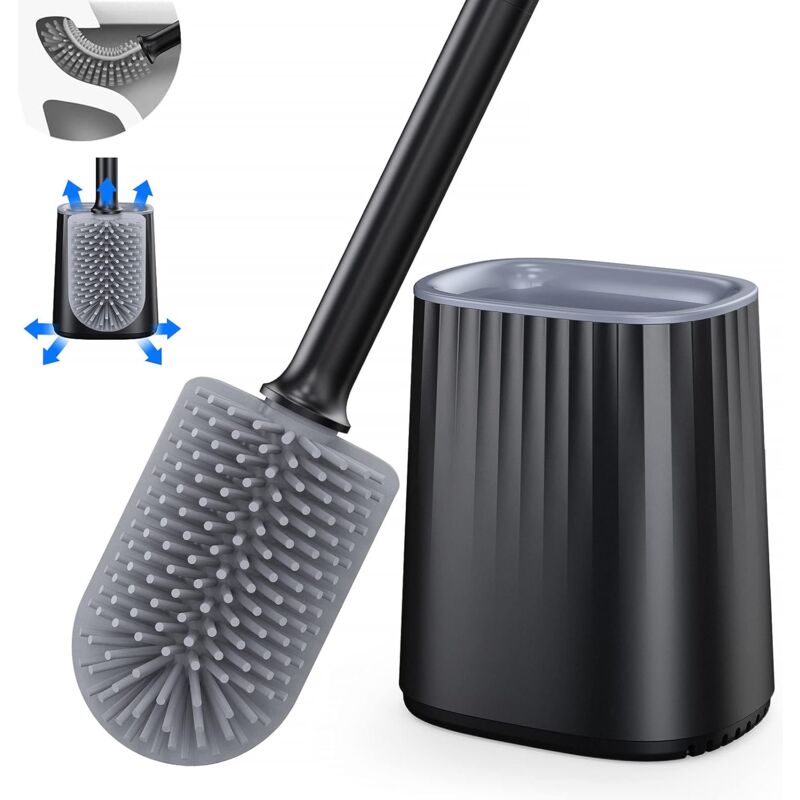 foto del prodotto fortuneville scopino per wc, scopino per wc in silicone con supporto, spazzola per pulizia profonda e supporto ad asciugatura rapida e scopino per
