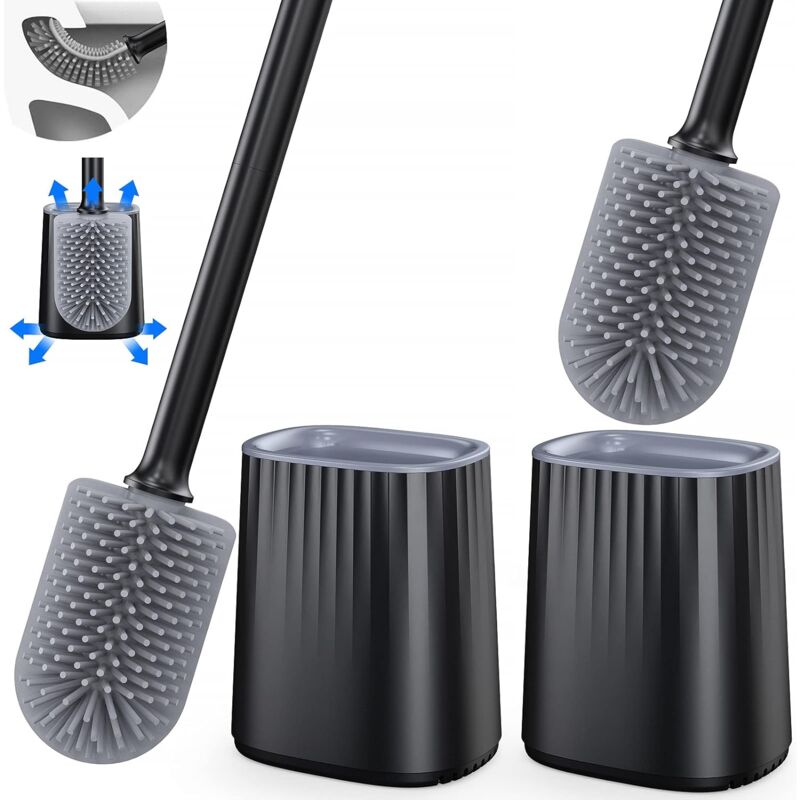 foto del prodotto fortuneville scopino per wc, scopino per wc in silicone con supporto, spazzola per pulizia profonda e supporto ad asciugatura rapida e scopino per