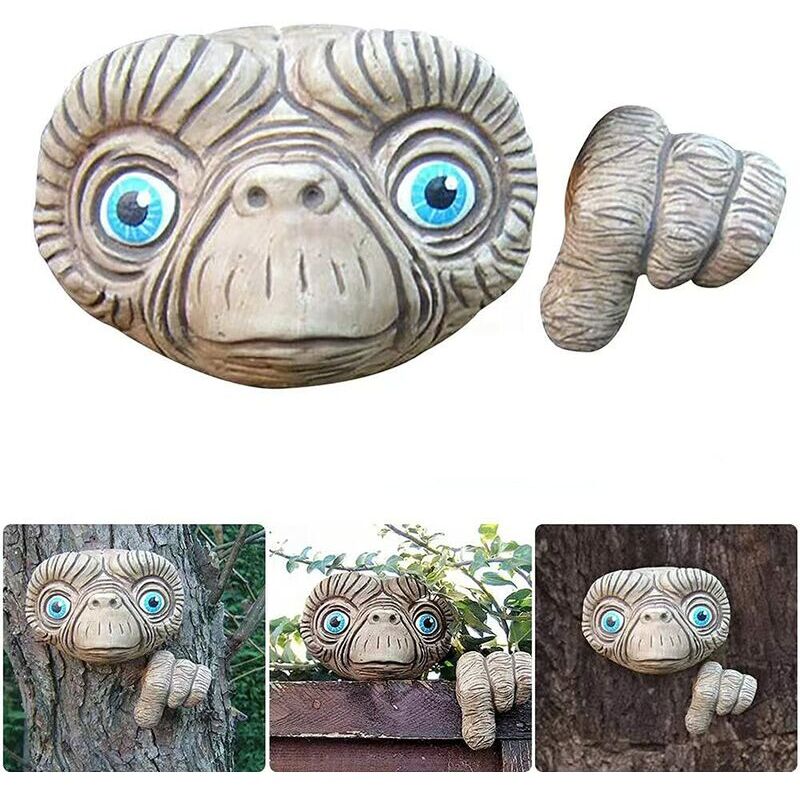foto del prodotto fortuneville scultura di faccia aliena in resina, impermeabile, adatta per giardino, esterno, decorazioni per la casa