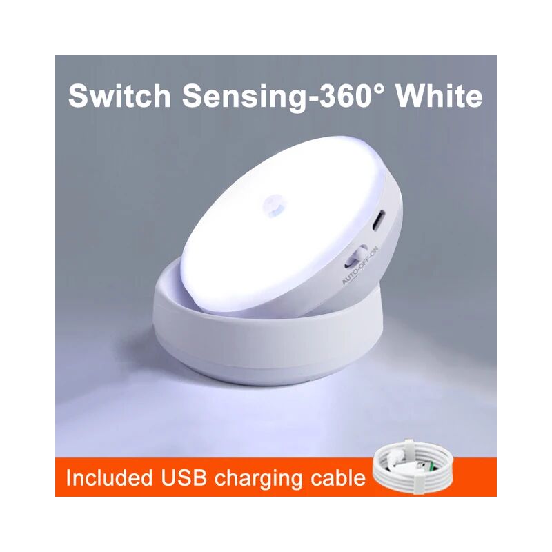 foto del prodotto fortuneville sensore di movimento circolare wireless luce notturna a led armadietto di ricarica usb luce notturna camera da letto lampada da