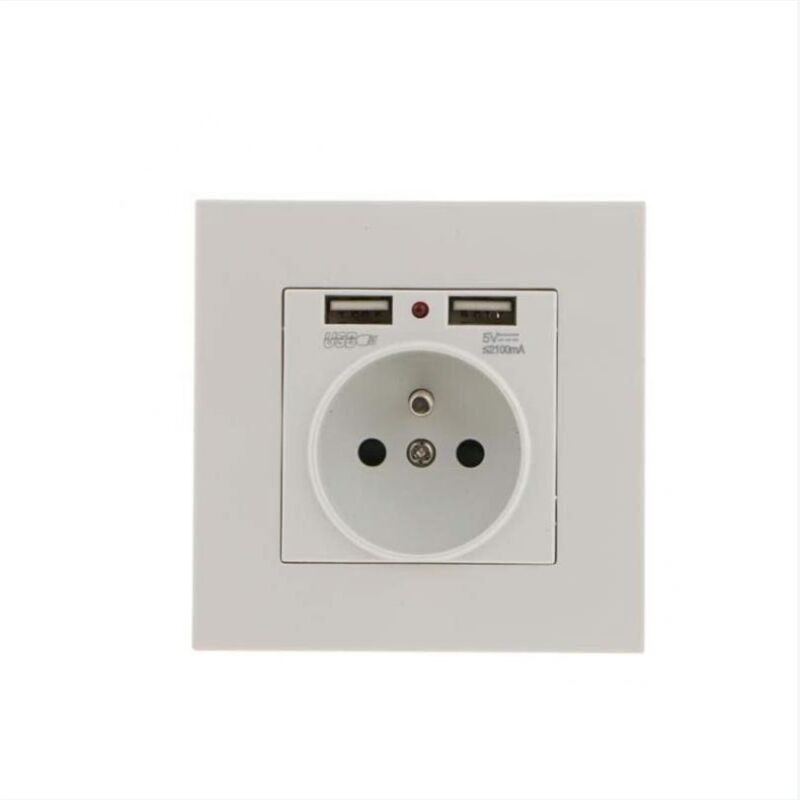 foto del prodotto fortuneville set 2 prese a muro, presa elettrica a muro con doppia usb 5v 2100ma, presa da incasso con 2 porte usb pratica e maneggevole