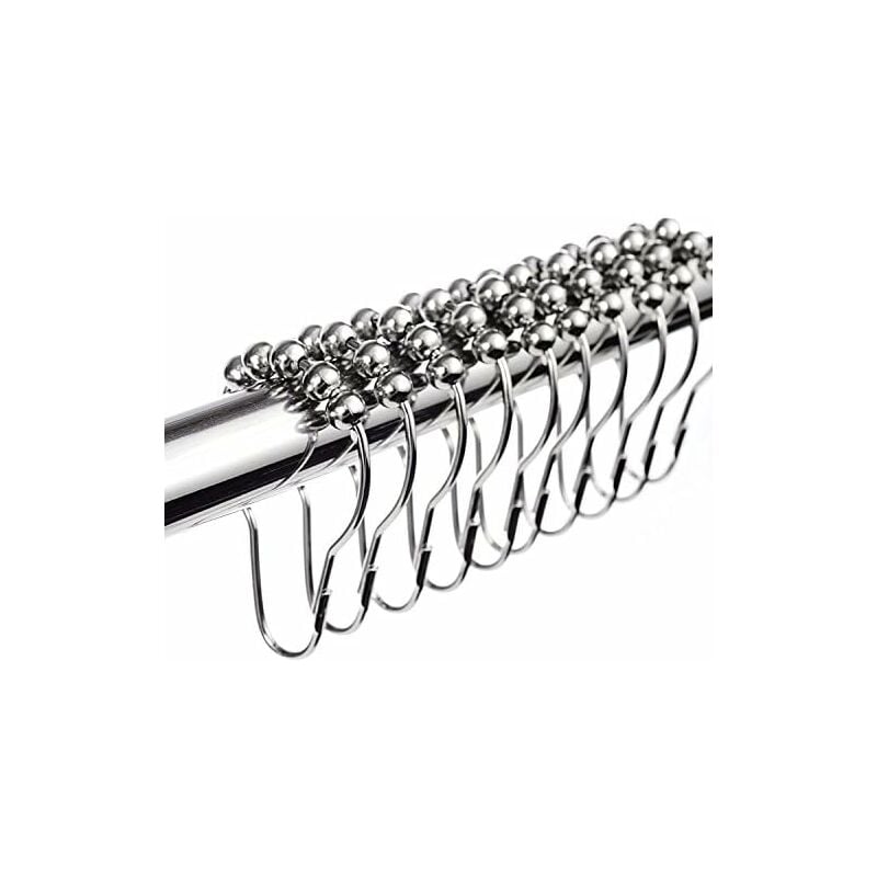 foto del prodotto fortuneville set di 12 anelli per tenda da doccia in acciaio inossidabile con sistema scorrevole, 12 ganci singoli, 69 x 39 mm