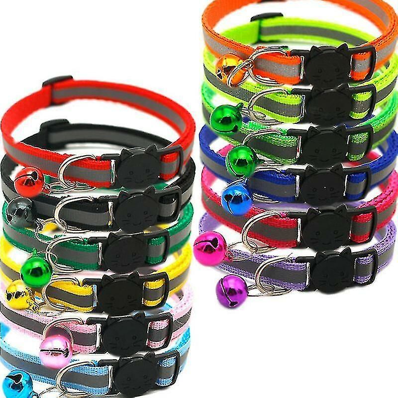 foto del prodotto fortuneville set di 12 collari riflettenti per gatti di separazione con campanelli colorati per gattini o cuccioli