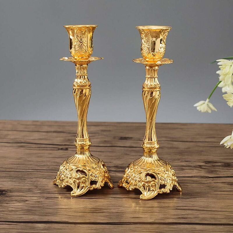 foto del prodotto fortuneville set di 2 portacandele, decorazioni da tavola per matrimoni vintage, oro