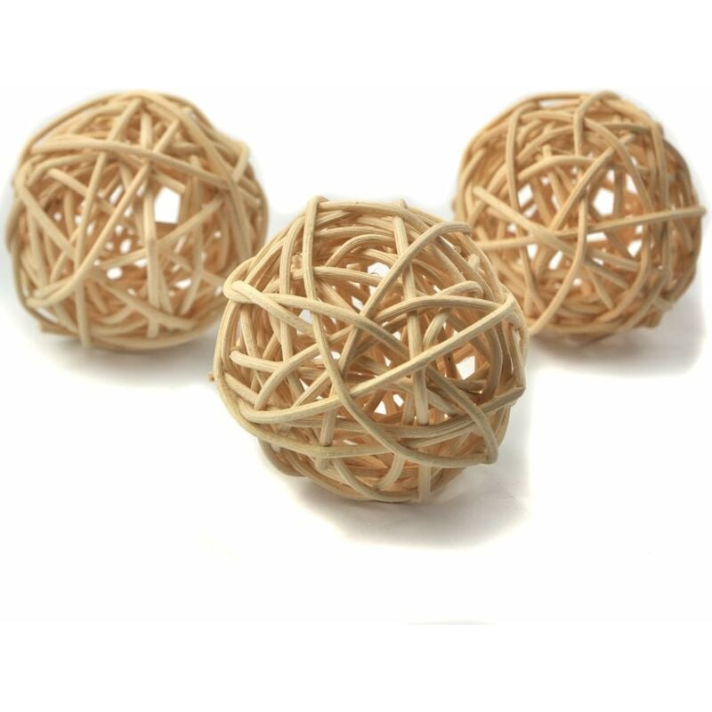 foto del prodotto fortuneville set di 20 palline da tavolo in vimini naturale in rattan da appendere per feste, 3 cm di colore naturale