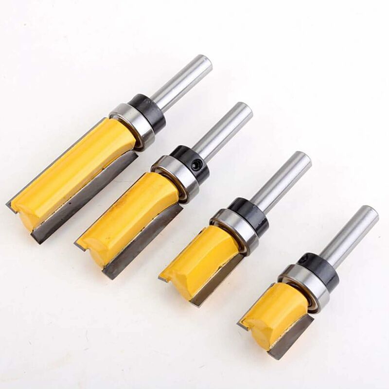 foto del prodotto fortuneville set di 4 frese per legno con codolo da 8 mm e fresa per taglio a filo con cuscinetto superiore 133308