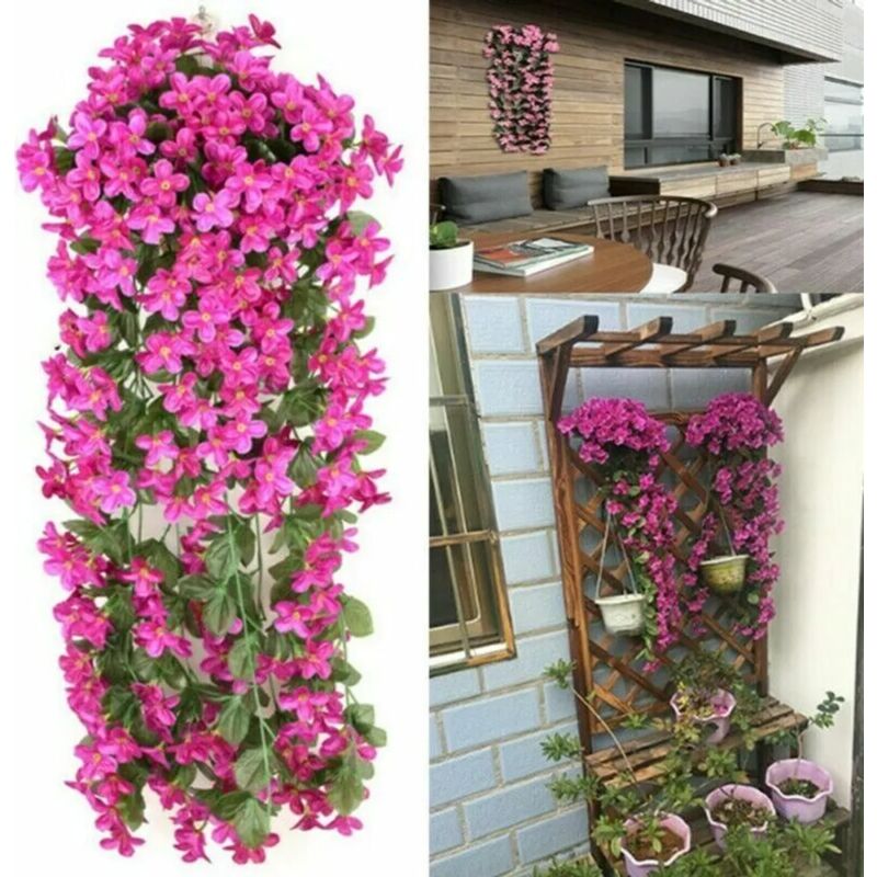 foto del prodotto fortuneville set di 4 piante rampicanti di edera finta viola da 85 cm, decorazione floreale viola