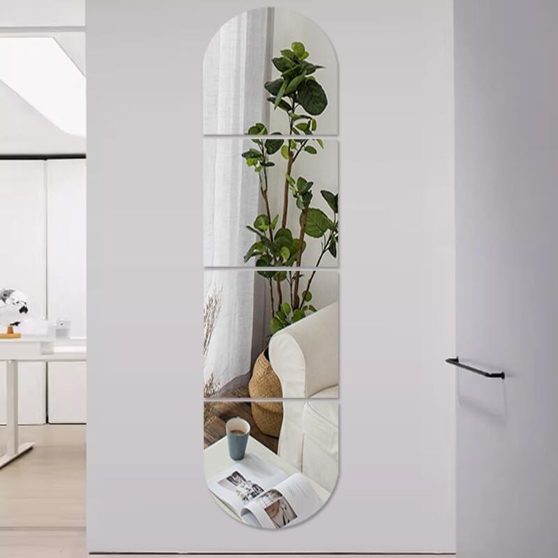 foto del prodotto fortuneville set di 4 specchi grandi ovali a figura intera, acrilico hd, infrangibile, da attaccare alla parete, specchio per trucco lungo senza