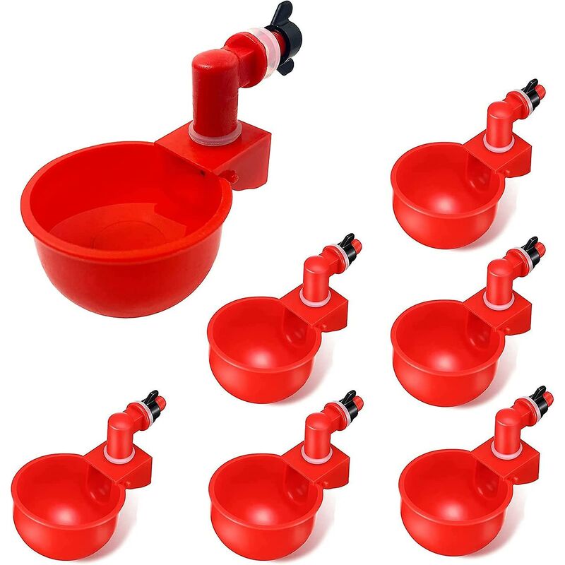 foto del prodotto fortuneville set di 6 ciotole in plastica per abbeveratoio automatico di pollo, abbeveratoio automatico per pollame per pulcini, quaglie, anatre,