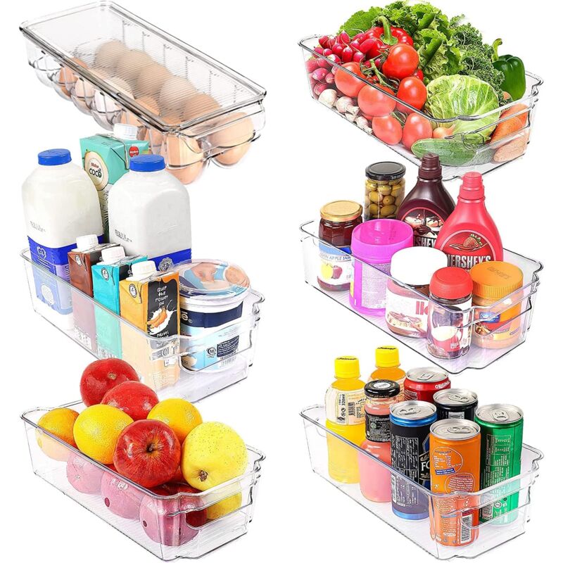 foto del prodotto fortuneville set di 6 contenitori portaoggetti, contenitori per frigorifero, cucina, dispensa, armadi e controsoffitti trasparente 