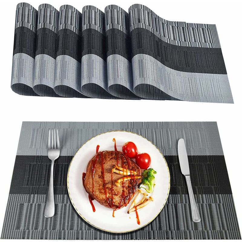 foto del prodotto fortuneville set di 6 tovagliette lavabili in pvc, antiscivolo, resistenti all usura, al calore, facili da pulire e riporre, 45 cm x 30 cm. pu 