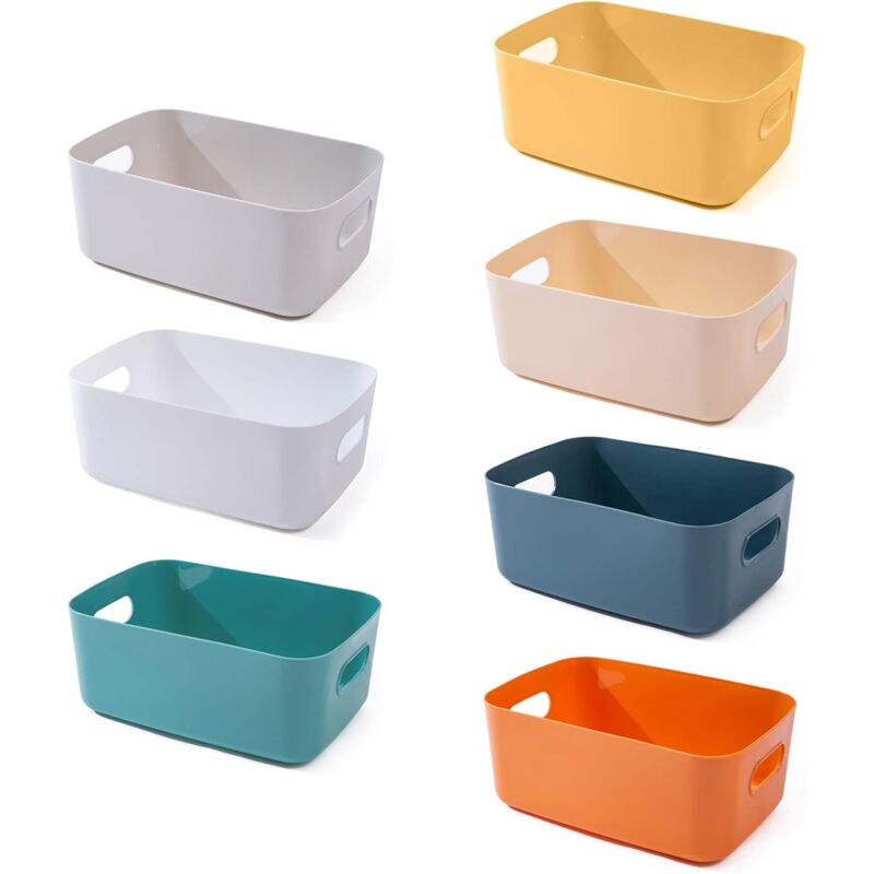 foto del prodotto fortuneville set di 8 cestini portaoggetti in plastica vari colori per cucina, armadio, ufficio, scuola e casa