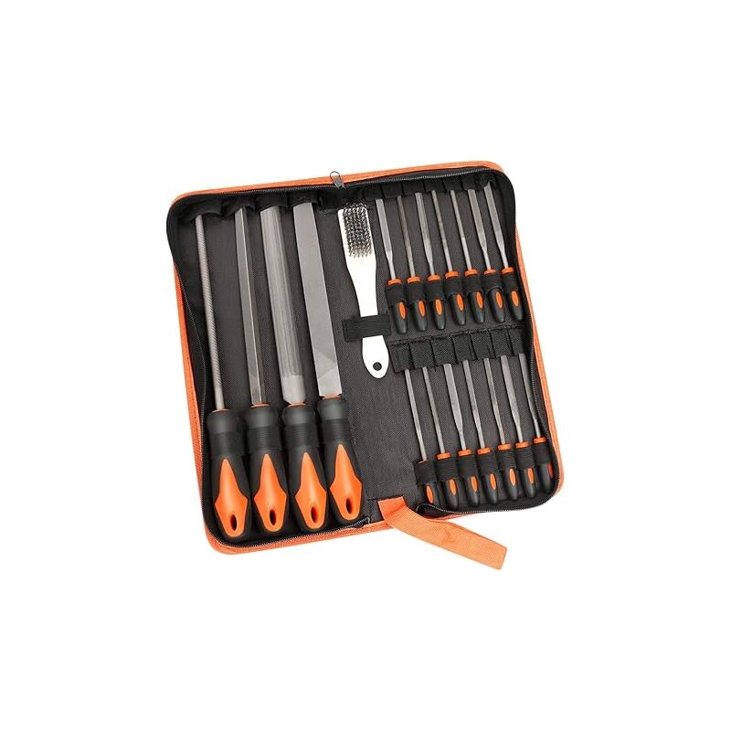 foto del prodotto fortuneville set di lime, kit di lime in metallo t12 da 18 pezzi set di lime per seghetto ad alto tenore di carbonio include custodia per il