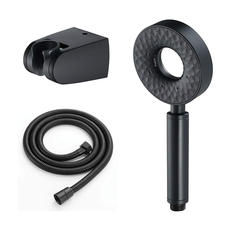 foto del prodotto fortuneville set doccetta soffione doccia tondo ad alta pressione soffione doccia a risparmio idrico 3 funzioni soffione doccia con tubo e staffa