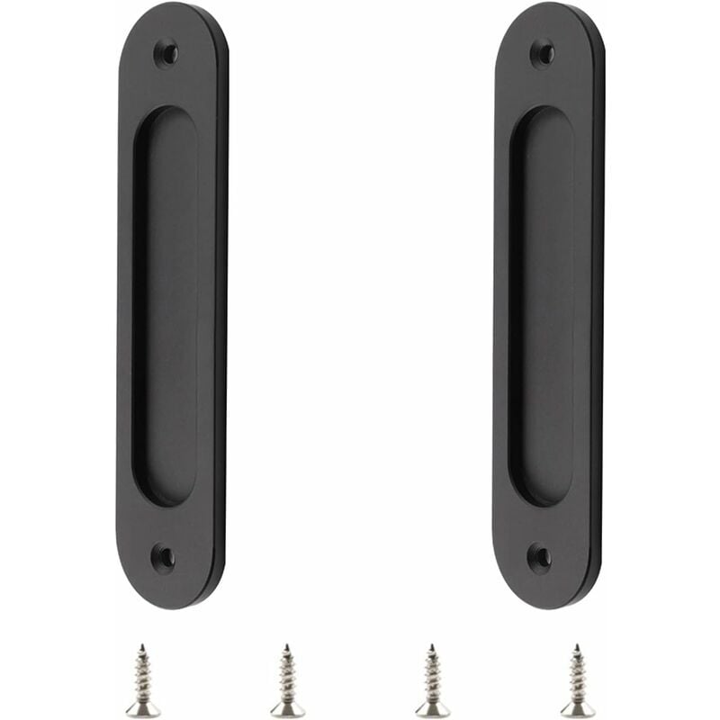 foto del prodotto fortuneville set ovale da incasso per porta scorrevole ovali da incasso per porta scorrevole in acciaio inox nero opaco
