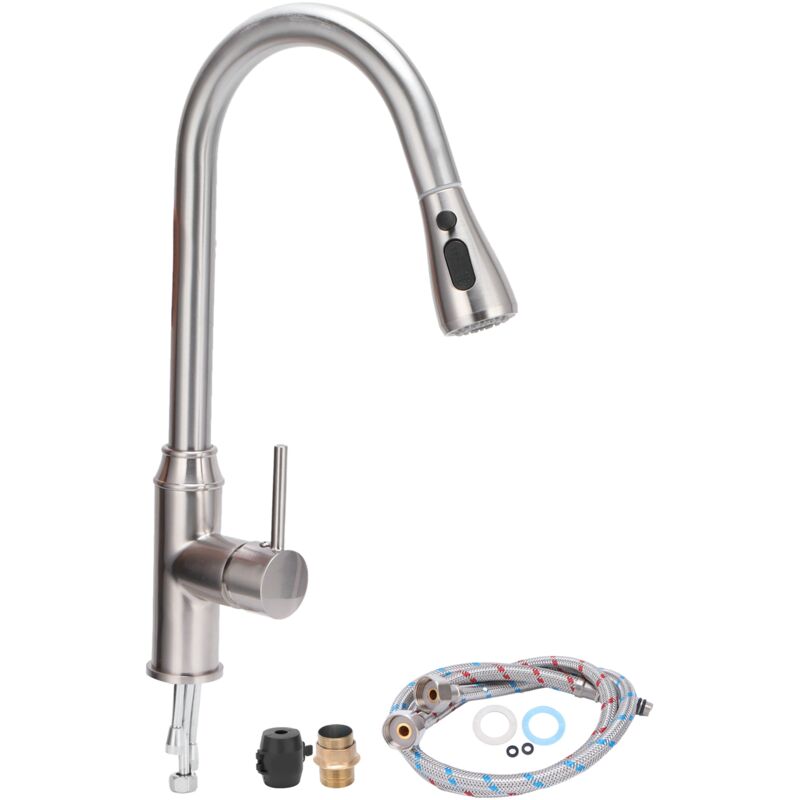 foto del prodotto fortuneville set rubinetto da cucina g1 2, miscelatore monocomando per acqua calda e fredda con spruzzatore estraibile