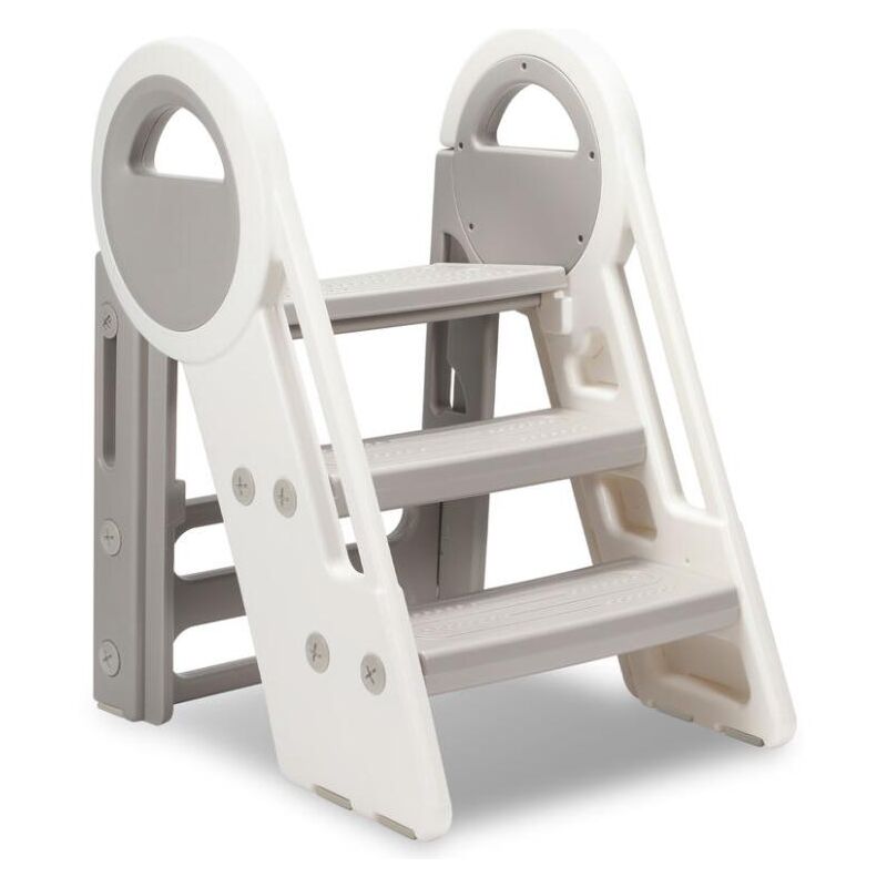 foto del prodotto fortuneville sgabello pieghevole per bambino con 3 gradini antiscivolo, rialzo stabile, altezza regolabile, multifunzione