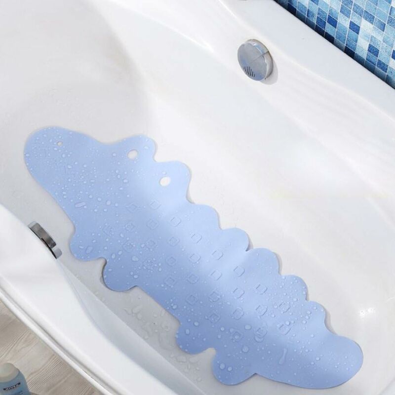 foto del prodotto fortuneville simpatico tappetino da bagno antiscivolo a forma di coccodrillo con ventose per bagno di famiglia. blu. spedizione gratuita su ordini