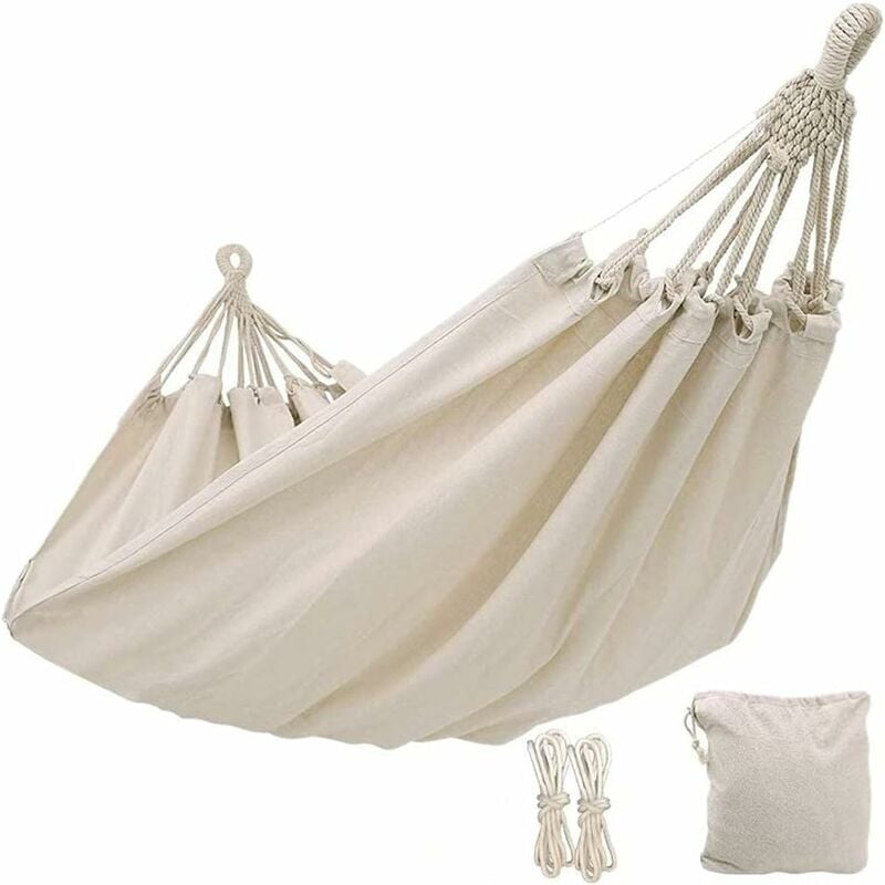 foto del prodotto fortuneville singolo doppio canvas amaca,1 2 persona tela amaca in morbido altalena portatile a pelo con borsa per patio cortile cortile cortile