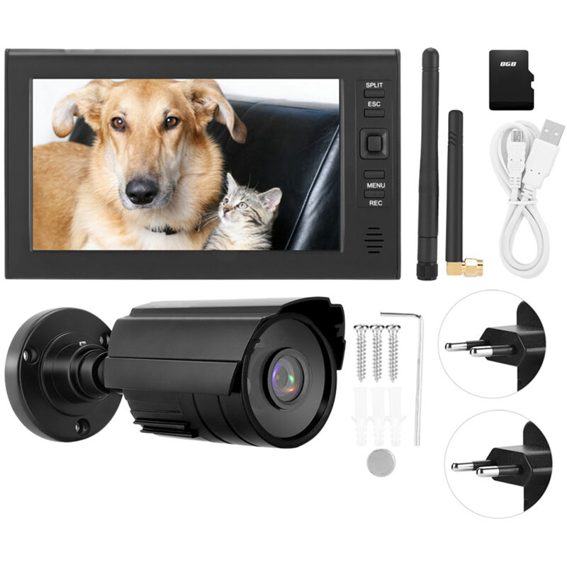 foto del prodotto fortuneville sistema di sorveglianza di sicurezza wireless lcd wifi 4ch da 7 pollici con display 1 telecamera ir e scheda di memoria ue