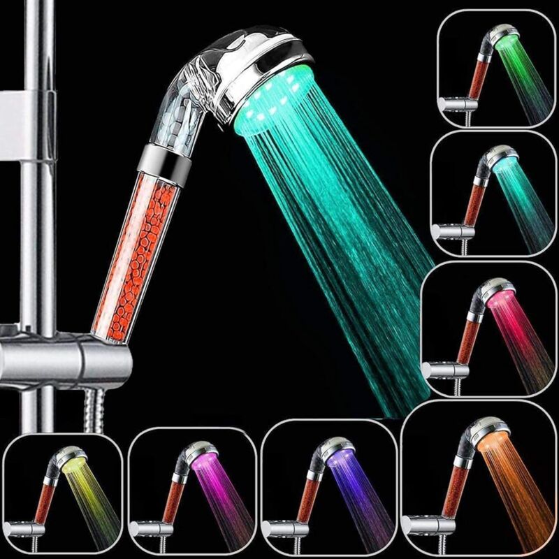 foto del prodotto fortuneville soffione doccia a led, soffione doccia per bagno, doccia a mano, 7 colori, soffione doccia a led ad alta pressione, spruzzatore a
