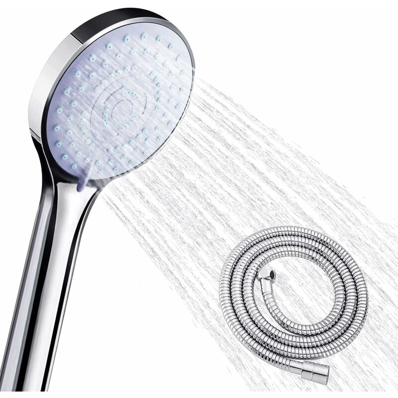 foto del prodotto fortuneville soffione doccia cromato con 5 tipi di getto ad alta pressione, soffione doccia con tubo in acciaio inox da 1,5 m