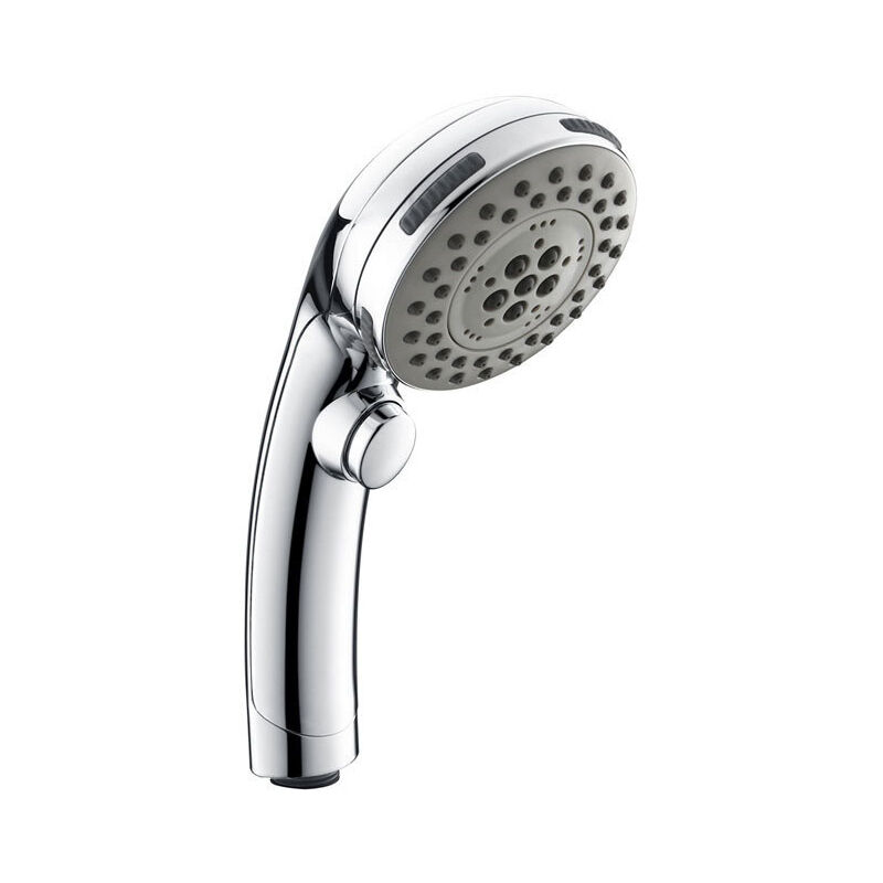 foto del prodotto fortuneville soffione doccia cromato monopezzo con pulsante di arresto doccetta 5 ugelli a scelta soffione doccia universale anticalcare spike