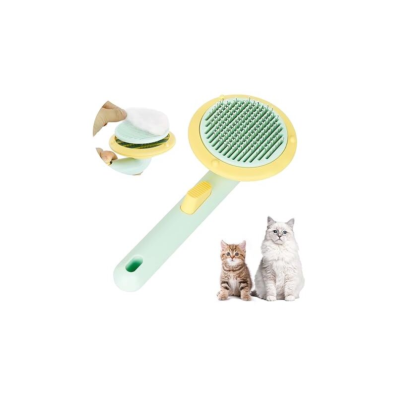 foto del prodotto fortuneville spazzola per capelli per gatti domestici, spazzola per capelli per gatti a pelo lungo e pelo corto, un tocco per pulire i peli di