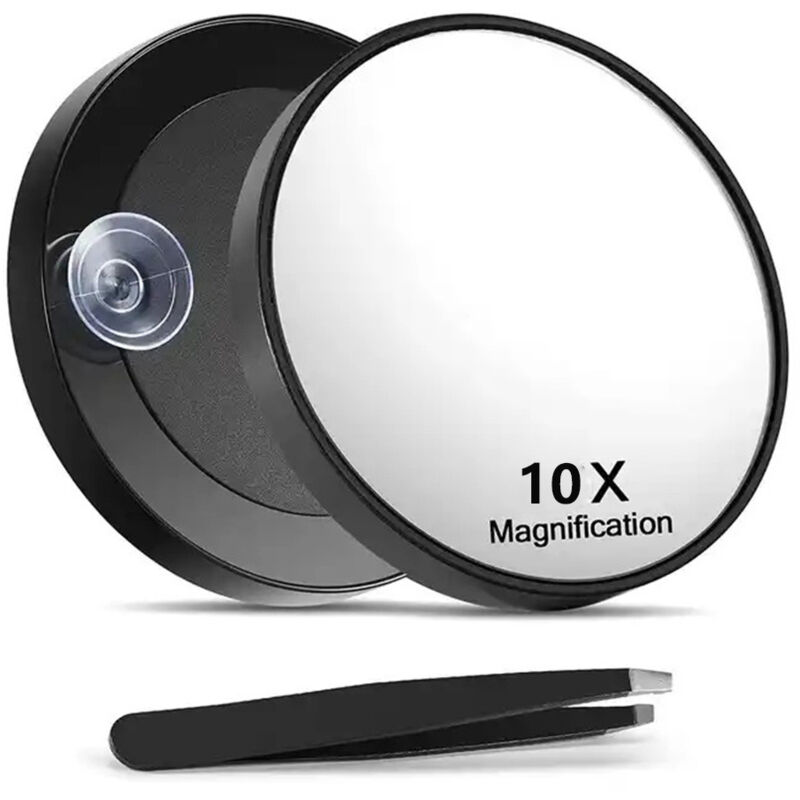 foto del prodotto fortuneville specchio ingranditore 10x, specchio ingranditore 10x, ventosa e pinzette, come specchio ingranditore per il trucco, specchio tascabile
