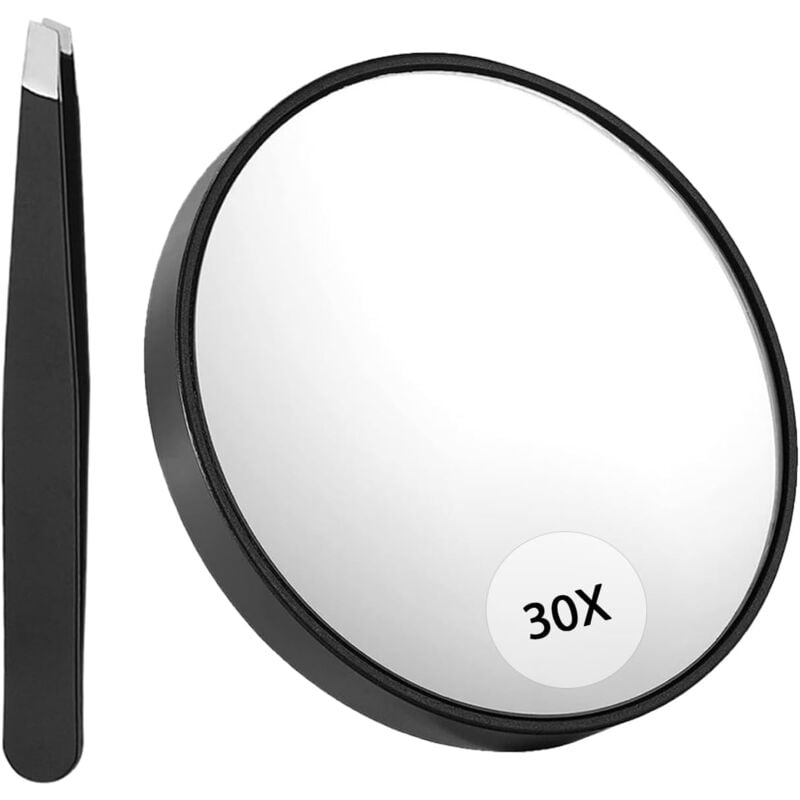 foto del prodotto fortuneville specchio ingranditore 30x, specchio ingranditore 30x, ventosa e pinzette, come specchio ingranditore per il trucco, specchio tascabile