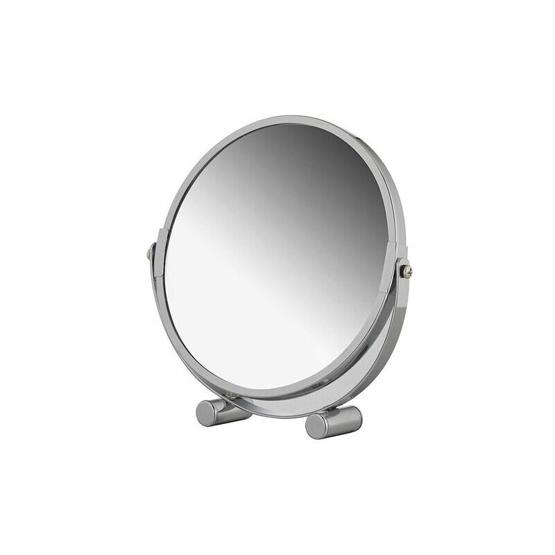 foto del prodotto fortuneville specchio ingranditore girevole da terra, specchio cosmetico portatile in metallo cromato con ingrandimento fino a 3x, specchio per