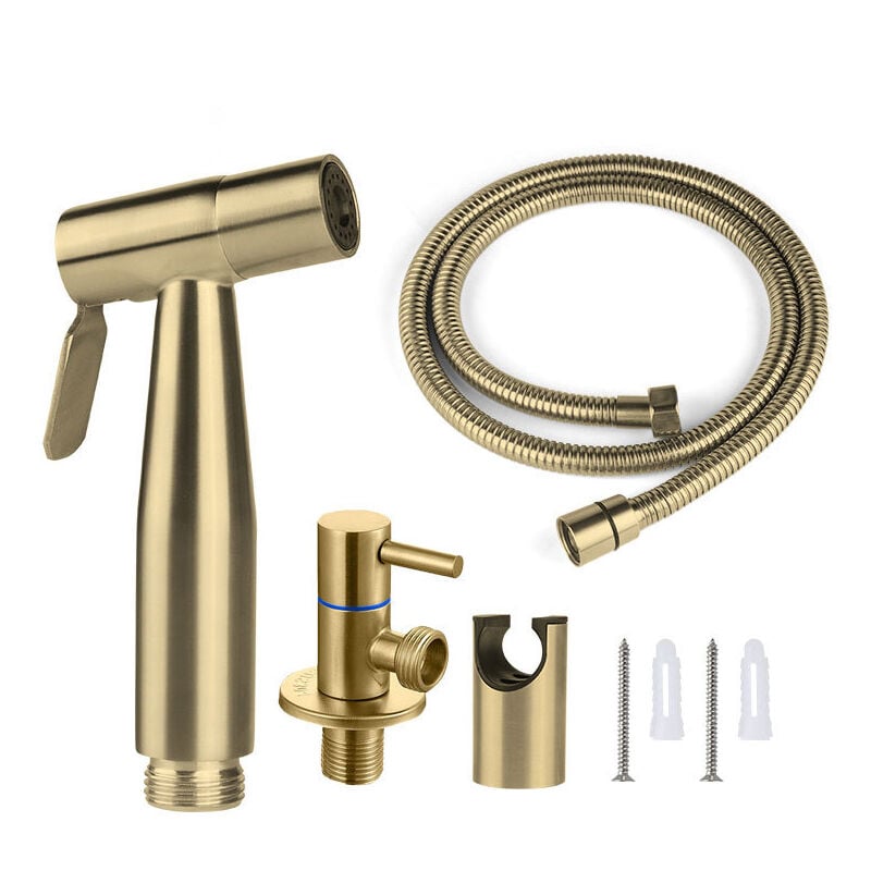foto del prodotto fortuneville spruzzatore per wc monopezzo in acciaio inossidabile, kit spruzzatore per bidet, spruzzatore per rubinetto spruzzatore per wc dorato 