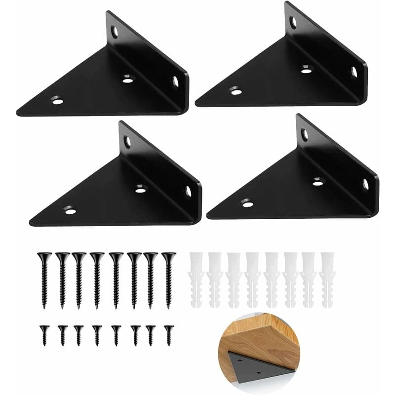 foto del prodotto fortuneville staffe per mensole a triangolo, staffe per mensole a scomparsa, metallo nero, acciaio inossidabile, per mensole in cucina, studio,
