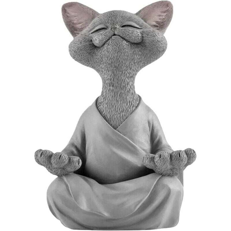 foto del prodotto fortuneville statua del gatto del buddha gatto felice buddha, statua del buddha del gatto statua del gatto della meditazione scultura da giardino