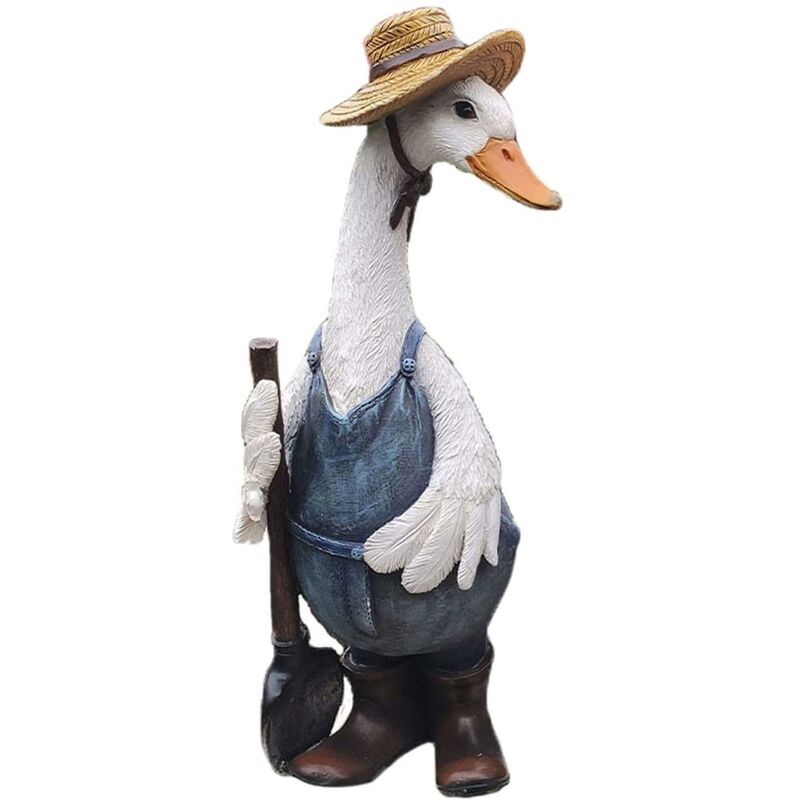 foto del prodotto fortuneville statua di animali squisita scultura realistica anti deformazione da giardino in resina di anatra per ufficio