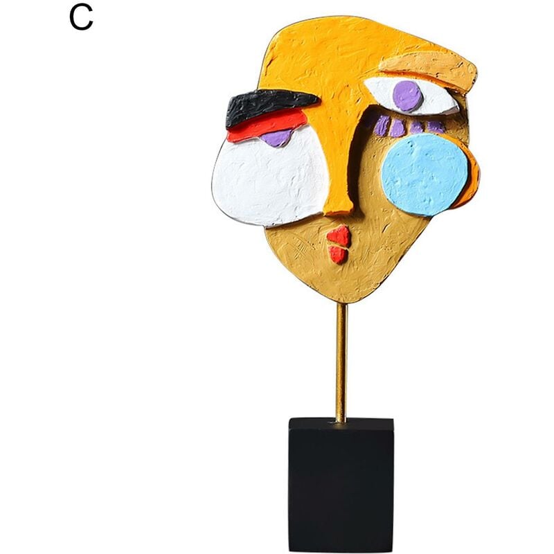 foto del prodotto fortuneville statua in resina elegante motivo a faccia multicolore statue astratte sculture decorazioni per la casa
